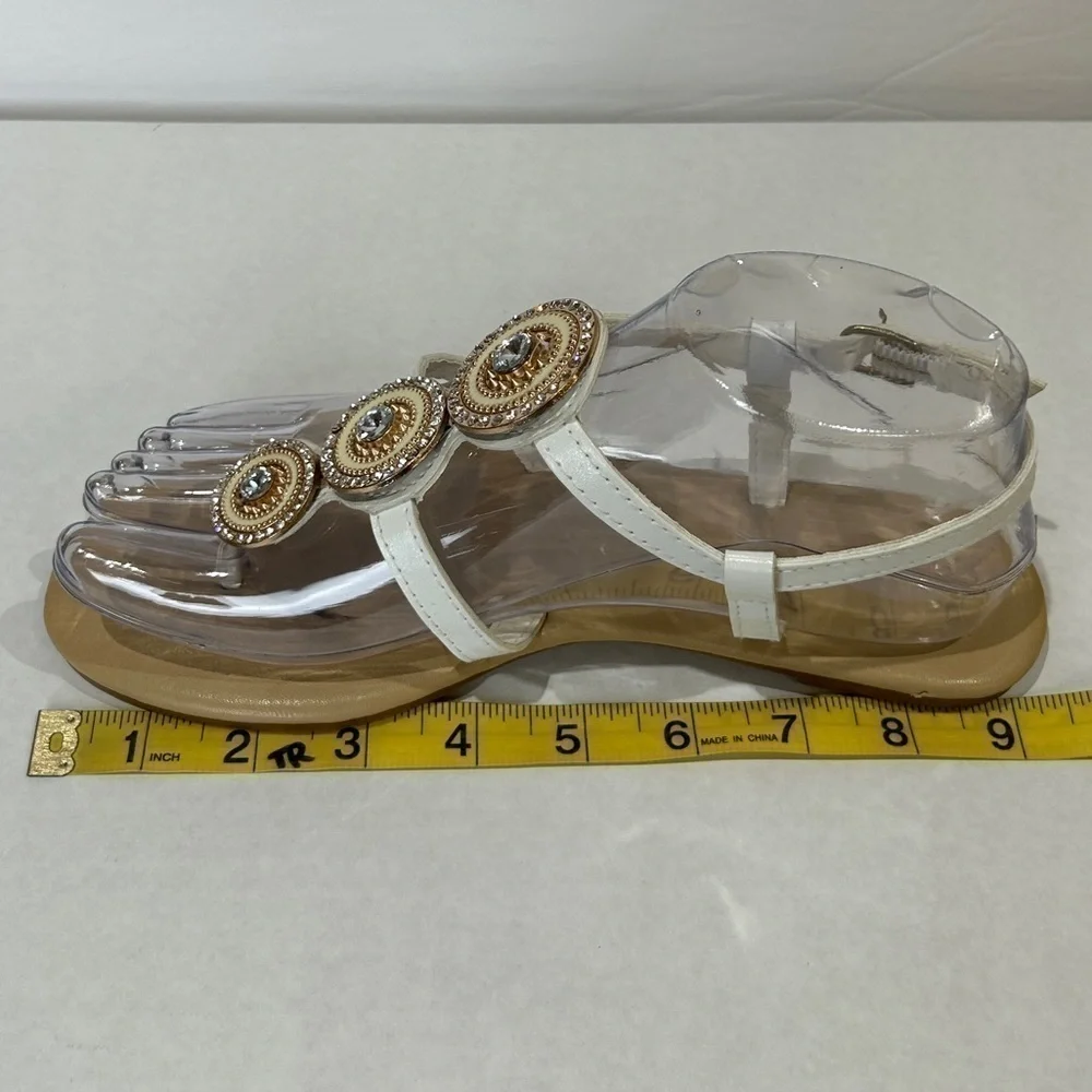 Mixit MX Sandal Foula Women’s White/Gold Beaded Strappy Sandal Size-6 NWOT